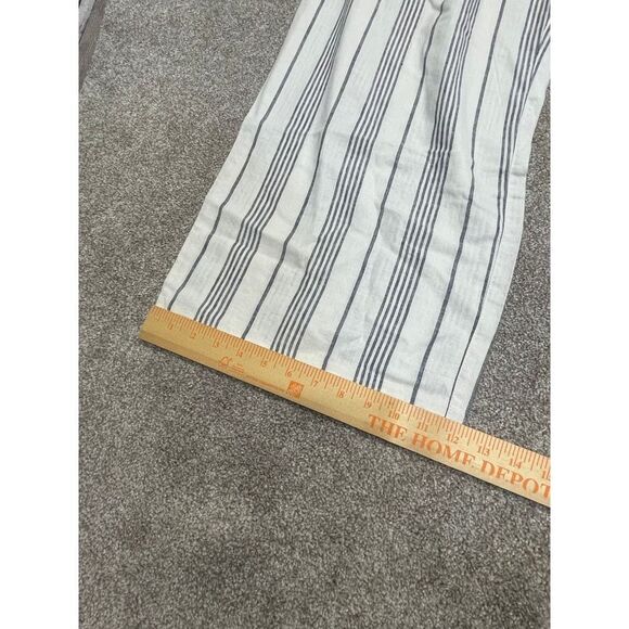 Old Navy women wide leg pin striped pants sz X-Large Tall beige/gray linen blend - Picture 4 of 11